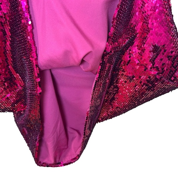 Marchesa Notte, NWT Women’s One-Shoulder Sequin Mini Dress, Fuchsia Pink Size 12 - Picture 13 of 13